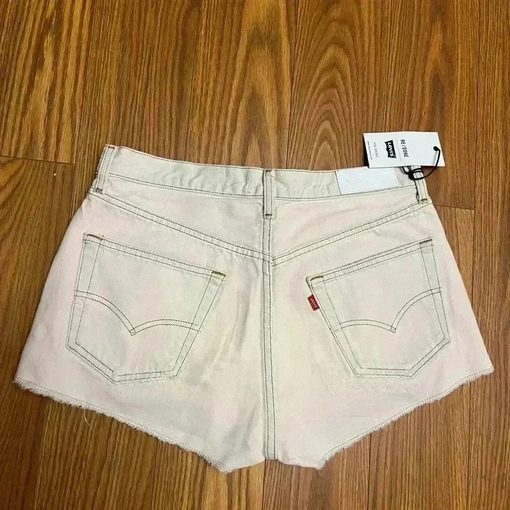 NWT Redone RE/DONE Levi Levi's Edition 'The Short' Denim Shorts Light Pink - Picture 1 of 7
